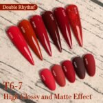 Double Rhythm 6 Pcs 15 ML Gel Polish Set Same Color Same Bottle Soak Off Gel Polish Kit Nail Art Manicure Salon DIY at Home for Women (Glitter Burgundy Dark Cherry Red Maroon-T6-7) - Image 5