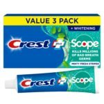 Crest + Scope Whitening Toothpaste - Pack of 3, 5.4 Oz Tubes - Anticavity Fluoride Toothpaste, Fresh Breath, Kills Germs - Tartar Protection, Enamel Protection - Minty Fresh Flavor - Image 2