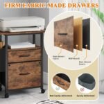 GYIIYUO 2 Drawer File Cabinet 24''W, Mobile Filing Cabinet, Printer Stand | 24'' Extended Desktop, Rolling, Side Bag, Fits A4/Letter Size, Home Office, Fabric Drawer, Light Brown - Image 9