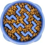 Outward Hound Fun Feeder Slo Bowl – Medium 2‑Cup Capacity, Slow Feeding, Small to Medium Dogs & Cats, Non-Slip, Blue, Notch Pattern - Image 2