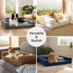 Bedsure ComfyFleece™ Memory Foam Orthopedic XL Dog Bed with Sides 42" | Extra Large Egg-Crate Foam Big Couch Sofa,Washable Corduroy Cover,Cozy Bolstor Waterproof Pet Bed, Non-Slip Bottom,Cream - Image 9