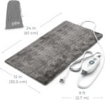Pure Enrichment® PureRelief® XL Heating Pad - 12" x 24" Electric Heating Pad for Back Pain & Cramps, 6 Heat Settings, Soft Machine Wash Fabric, Auto-Off & Moist Heat (Charcoal Gray) - Image 8