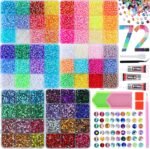 Bedazzling Kit 54000PCS Rhinestones & 12 Colors Half Pearls, 48 Colors 3mm Flatback Gems Set with Tweezers & Tools for Nail Art, Crafts & DIY Decoration - Image 2
