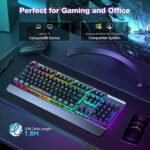 TECKNET Wired Gaming Keyboard, RGB Backlit Keyboard with Metal Panel Design | 15-Zone RGB Illumination, Whisper Quiet Design, IP32 Water Resistance, 25 Anti-ghosting Keys, Ergonomic Design - Image 6
