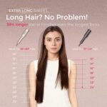 TYMO CurlPro Plus Automatic Rotating Curling Iron - Upgraded Long Barrel Curling Wand for Beach Waves & Long Hair, Ceramic Hair Curler for Women, Anti-Scald, 600M Ionic, Dual Voltage, Gold, 1 Inch - Image 4