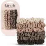 Kitsch Ultra-Petite Satin Scrunchies for Women - Eucalyptus, 6pcs | Wake Up Frizz-Free, No Crease Hair Ties, Softer Than Silk Scrunchies, Stylish Hair Accessories For All Hair Types - Image 2
