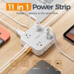TESSAN Surge Protector Power Strip with 900J Surge Protection, 5 Ft, Grey | 8 AC with 3 USB Ports (1 USB C), Flat Plug Extension Cord, 3 Sided Outlet Extender with Power Switch for Office, Dorm - Image 3