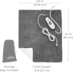 Pure Enrichment PureRelief Ultra-Wide Microplush Heating Pad - 20” x 24” XXL Size & 6 Heat Settings for Temporary Neck, Shoulder & Back Pain Relief - Moist Heat Option & Machine Washable (Gray) - Image 8
