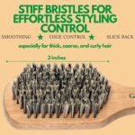 GranNaturals Hard Bristle Slick Back Hair Brush for Men & Women with Thick Curly Hair - Stiff Nylon Small Hairbrush for Smoothing, Waves, Beard, Fades, Locs, Dreads - Image 5