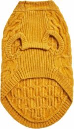 Blueberry Pet Classic Fuzzy Textured Knit Pullover Crew-Neck Dog Sweater in Mustard Yellow, Back Length 14", Pack of 1 Clothes for Dogs - Image 8