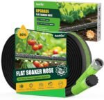 RAINPOINT 25FT Flat Soaker Hose, Flexible & Heavy-Duty Drip Hose with Anodized Aluminum Fittings, 80% Water-Saving Double Layer Gardening Irrigation Hose, Green - Image 2