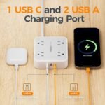 TESSAN Surge Protector Power Strip with 900J Surge Protection, 5 Ft, Grey | 8 AC with 3 USB Ports (1 USB C), Flat Plug Extension Cord, 3 Sided Outlet Extender with Power Switch for Office, Dorm - Image 5