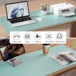 Aothia Leather Desk Pad Protector, Mouse Pad, Office Desk Mat, Non-Slip PU Leather Desk Blotter, Laptop Desk Pad, Waterproof Desk Writing Pad for Office and Home (Light Blue,31.5" x 15.7") - Image 6