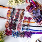 Reginary 100 Pieces Dog Bow Tie Collar Set Include 40 Dog Neckties, and 30 Puppy Bowties, 30 Collar Flowers, Adjustable Pet Ties Grooming for Small Medium Cats Pets Supply(Plaid) - Image 5