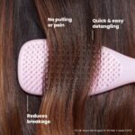 Tangle Teezer Ultimate Detangler Brush, Straight to Wavy, Millennial Pink | Patented two-tier, regular-flex teeth reduce breakage & split ends on wet or dry hair; Shower-friendly hairbrush for all ages - Image 5