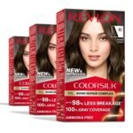 Revlon ColorSilk with Bond Repair Hair Color, 41 Medium Brown, 3pk | Permanent hair color with 100% gray coverage; ammonia free hair dye with bond repair complex and vegan keratin. 3 pack. - Image 2