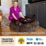 Bedsure SupportMax™ Calming Dog Beds Large Sized Dog Washable Pet Bed,36in | 420GSM Plush Fluffy Donut Round,Thick Supportive,Removable Cover,Anti-Slip,Anti-Anxiety,for Big Dogs Up to 80 Lbs,Dark Grey - Image 3