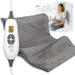 Pure Enrichment PureRelief Ultra-Wide Microplush Heating Pad - 20” x 24” XXL Size & 6 Heat Settings for Temporary Neck, Shoulder & Back Pain Relief - Moist Heat Option & Machine Washable (Gray) - Image 2